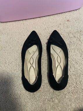 Black Pointed Toe Ballet Flats with Bow